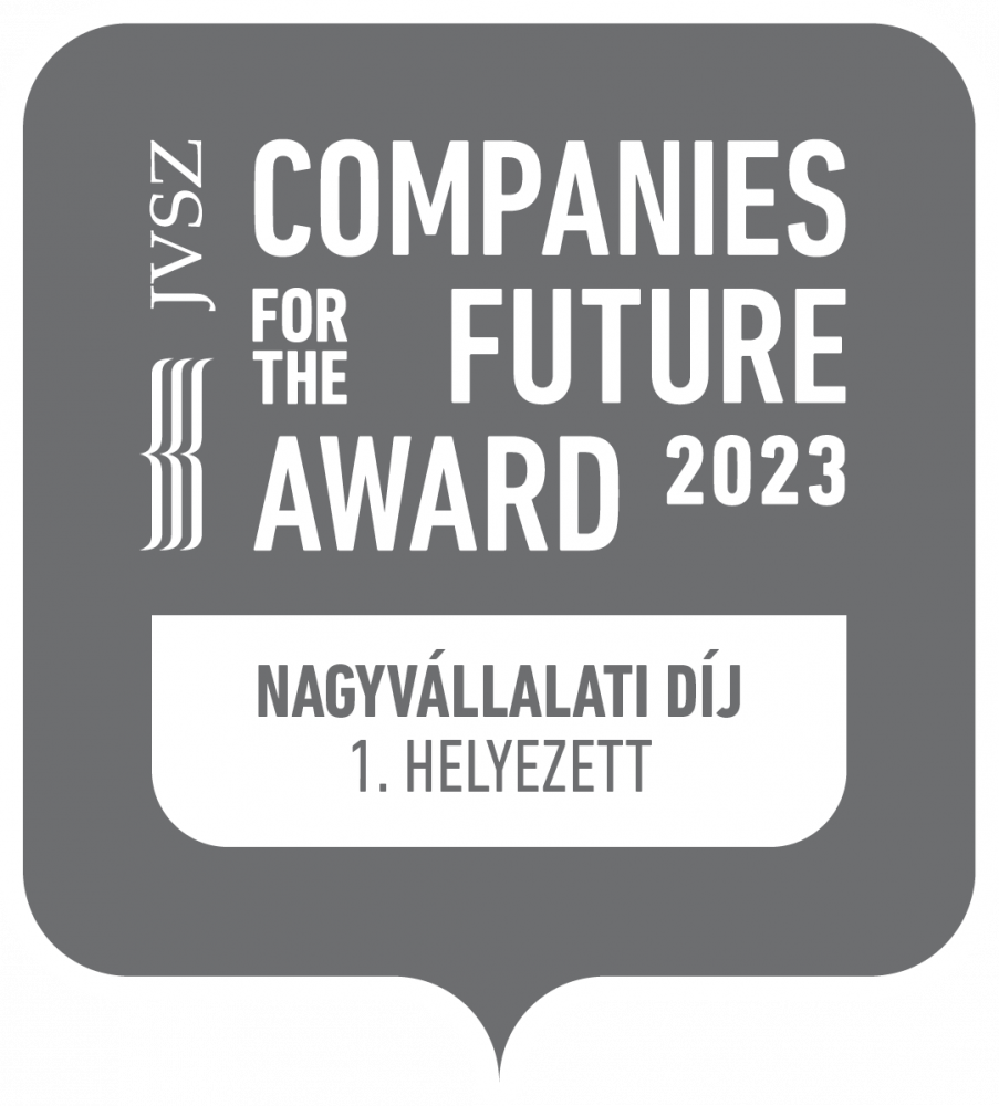 2023-ban elnyertük a Companies For The Future Award 1. helyezését a nagyvállalati kategóriában